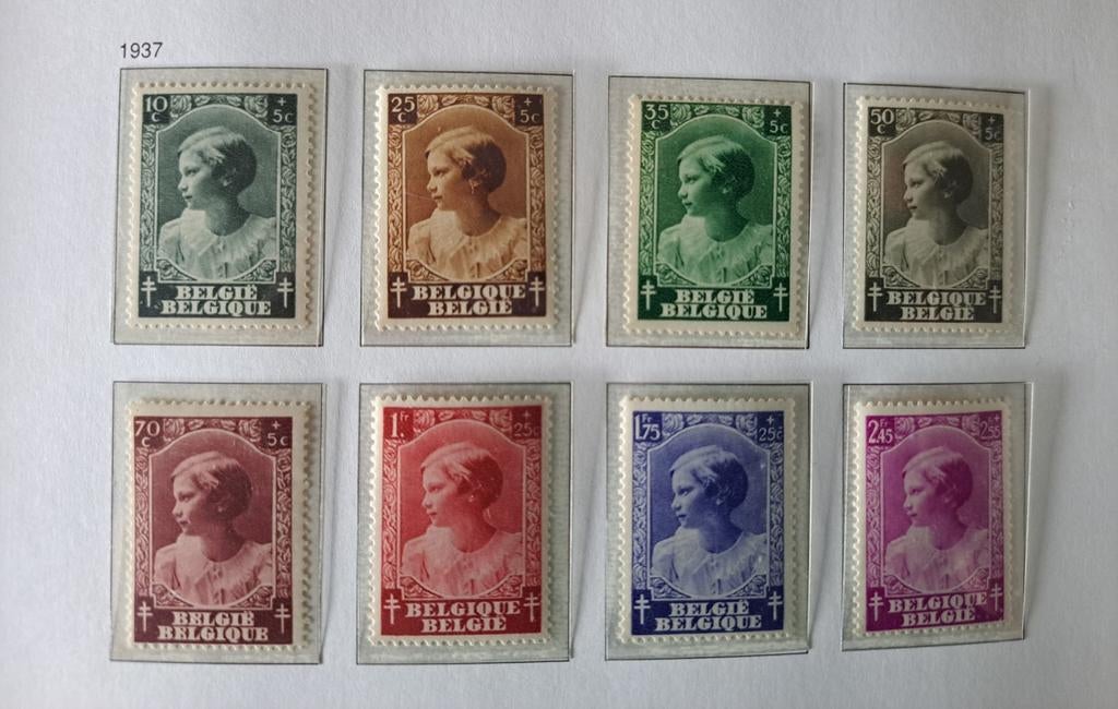 Belgique OBP 458-465 ** 1937, Enlèvement ou Envoi, Non oblitéré, Neuf