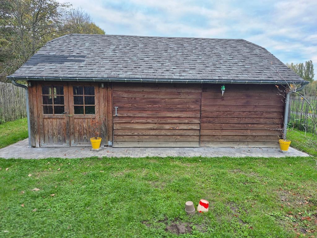 Tuinhuis 35m², Tuin en Terras, Tuinhuizen, Gebruikt, Tuinhuis, Hout, 500 cm of meer, 400 cm of meer, 3 ramen of meer, Ophalen