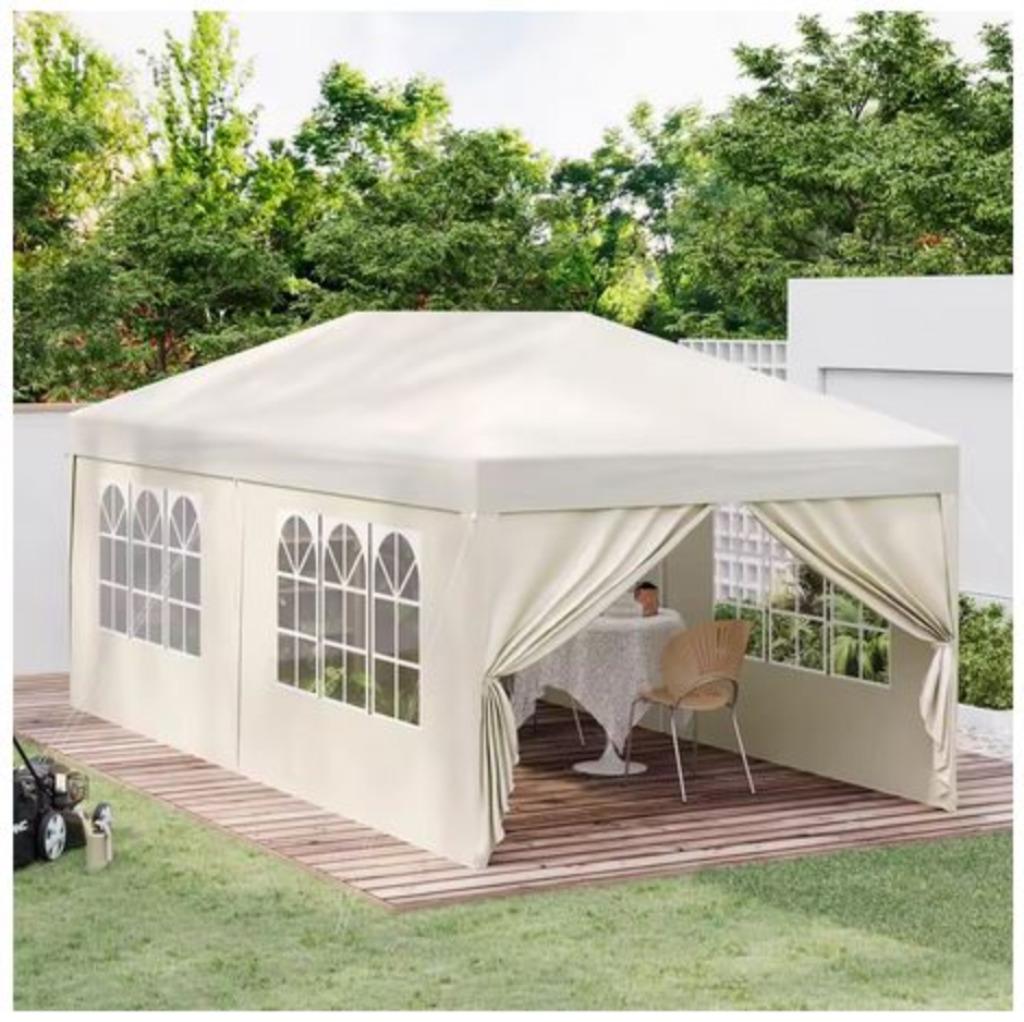 Pop-Up Opvouwbaar Tuinpaviljoen Marquee Pergola. 3x6m. Creme, Caravanes & Camping, Enlèvement ou Envoi, Neuf