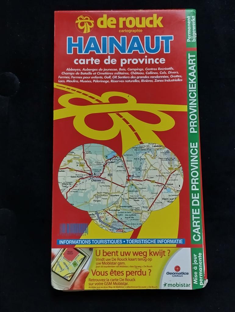 De Rouck cartografie Henegouwen provinciekaart 1997 vintage, Boeken, Atlassen en Landkaarten, Overige typen, 1800 tot 2000, België