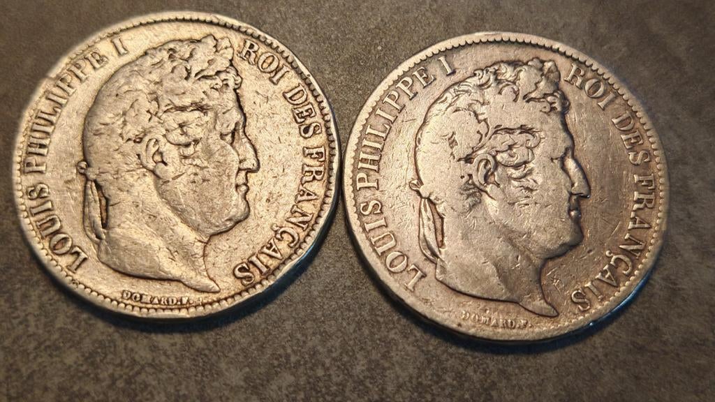France, Louis Philippe, 5 francs 1831 W&D, 2 pièces d'a, Enlèvement ou Envoi, France, Série, Argent
