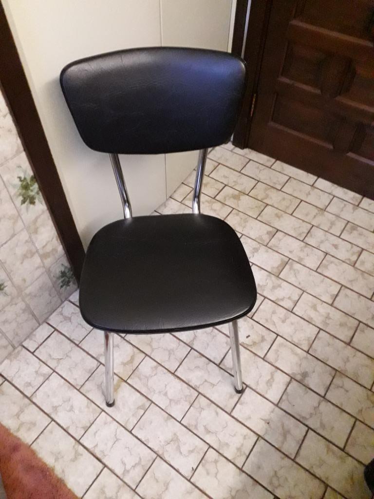 Chaises de cuisine chromé + Alcantara noir, Maison & Meubles, Chaises, Trois, Métal, Comme neuf, Enlèvement