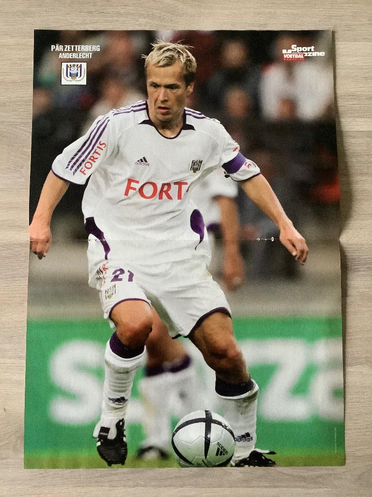 Poster Par Zetterberg bij RSC Anderlecht, Ophalen of Verzenden, Zo goed als nieuw, Poster, Plaatje of Sticker