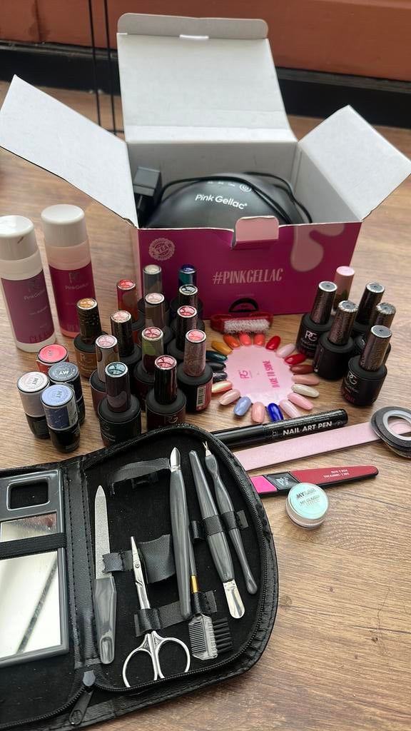 Complete set Gelllac, Handtassen en Accessoires, Ophalen of Verzenden, Zo goed als nieuw, Handen en Nagels, Make-up