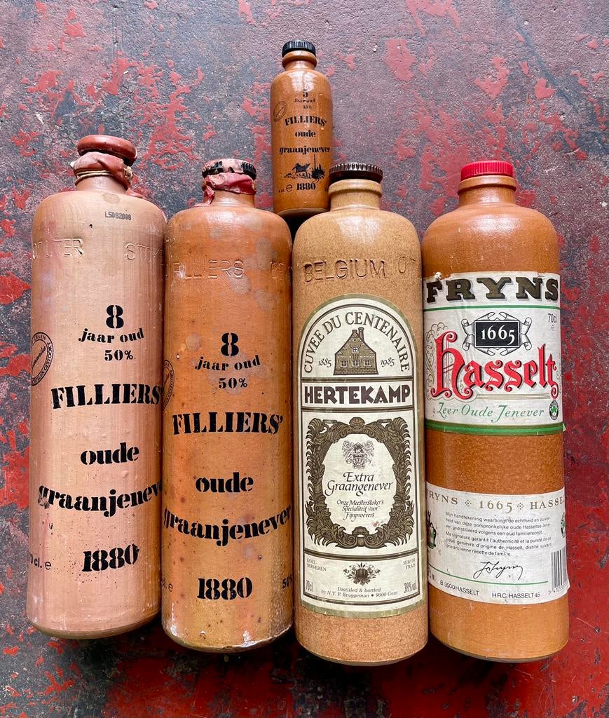 5 stenen kruiken jenever genever Filliers Fryns Hertekamp, Antiek en Kunst, Ophalen