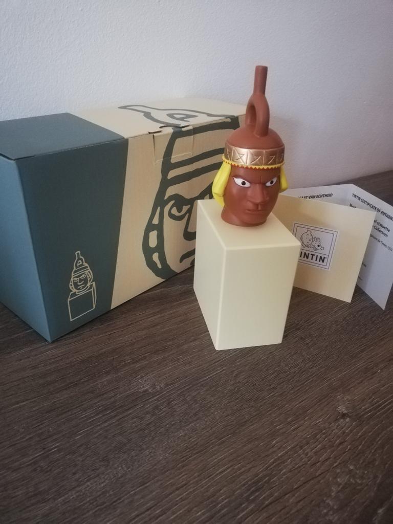 Figurine Tintin, statuette vase Mochica, Enlèvement ou Envoi, Tintin