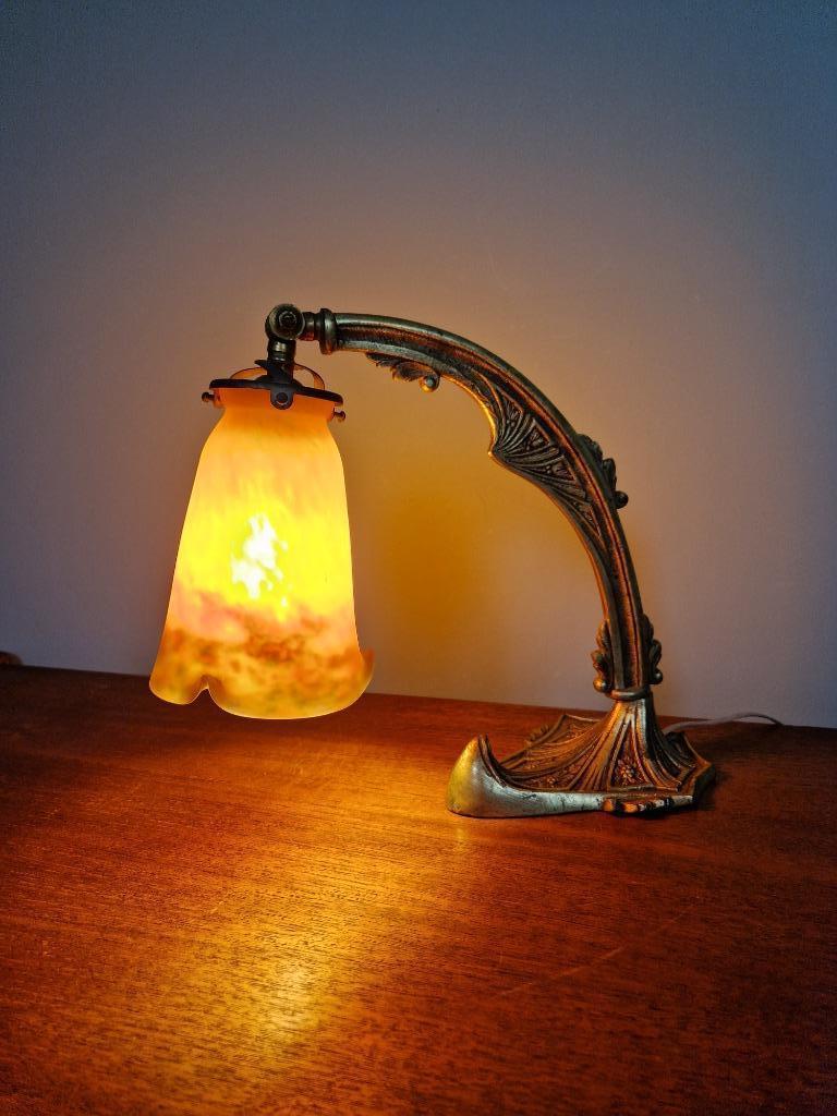 Lampe Art Déco en bronze et verre signé "Frères Muller", Enlèvement ou Envoi