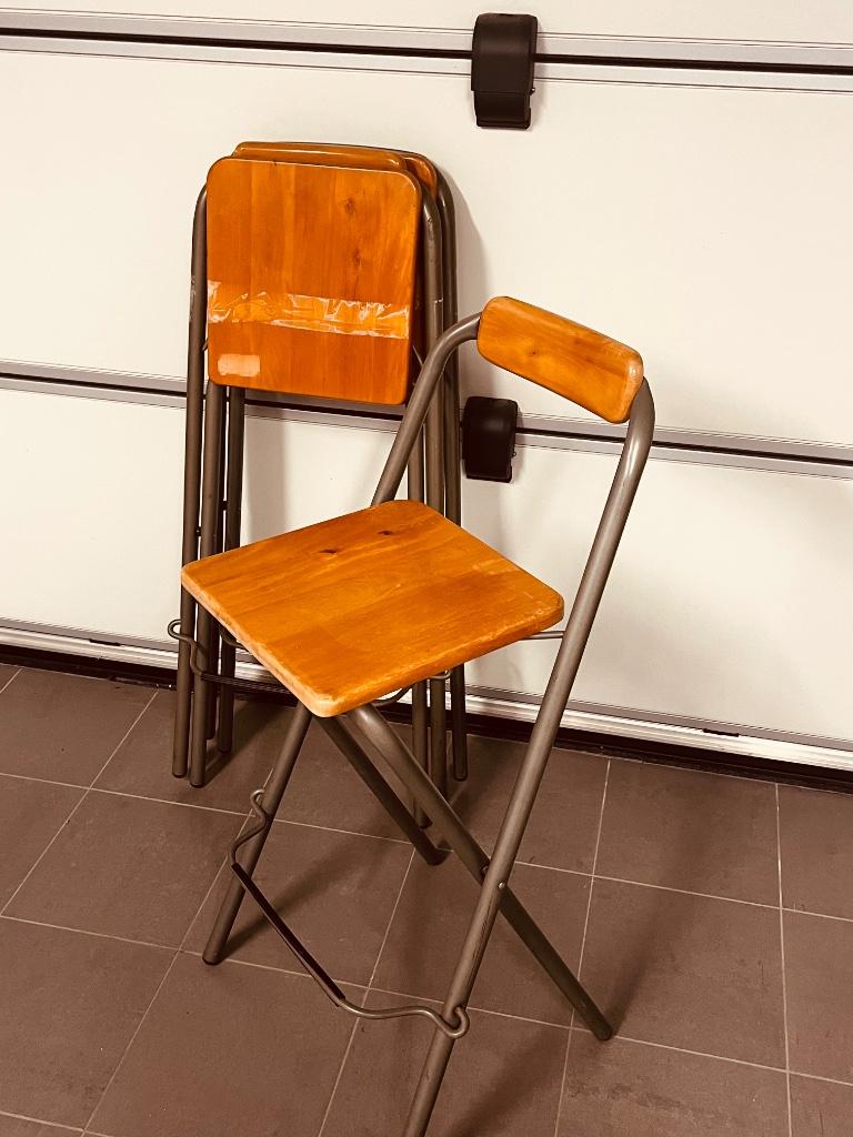 3 hoge retro stoeltjes / krukken, Enlèvement, Utilisé, Bois, 60 à 90 cm