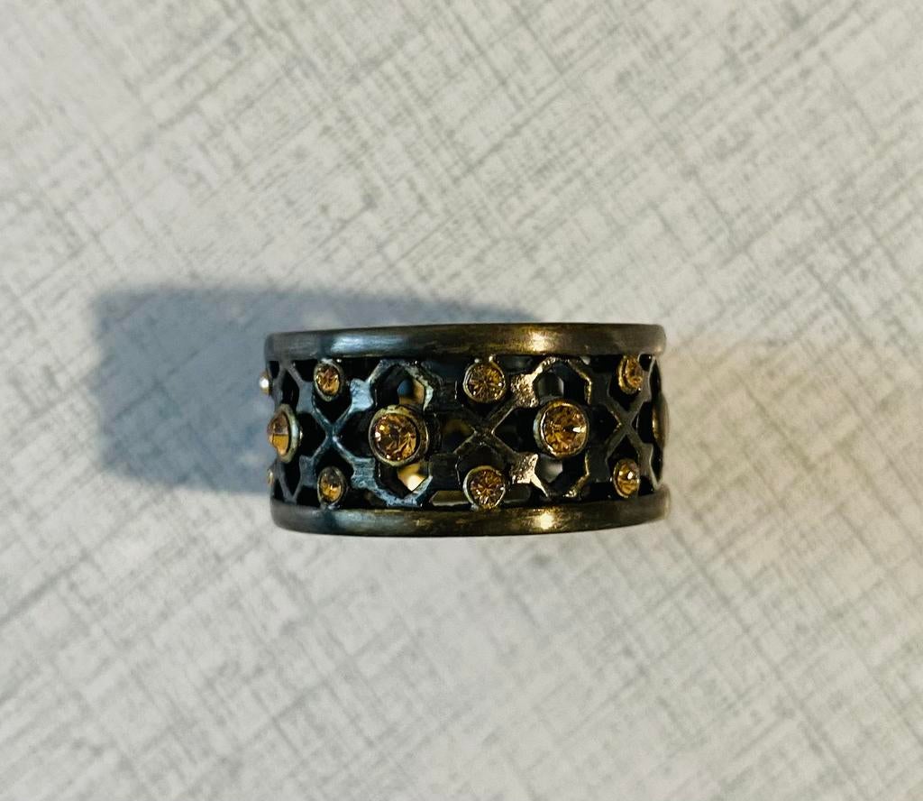 Bague anneau avec pierres, Handtassen en Accessoires, Ringen, Gebruikt, Overige kleuren