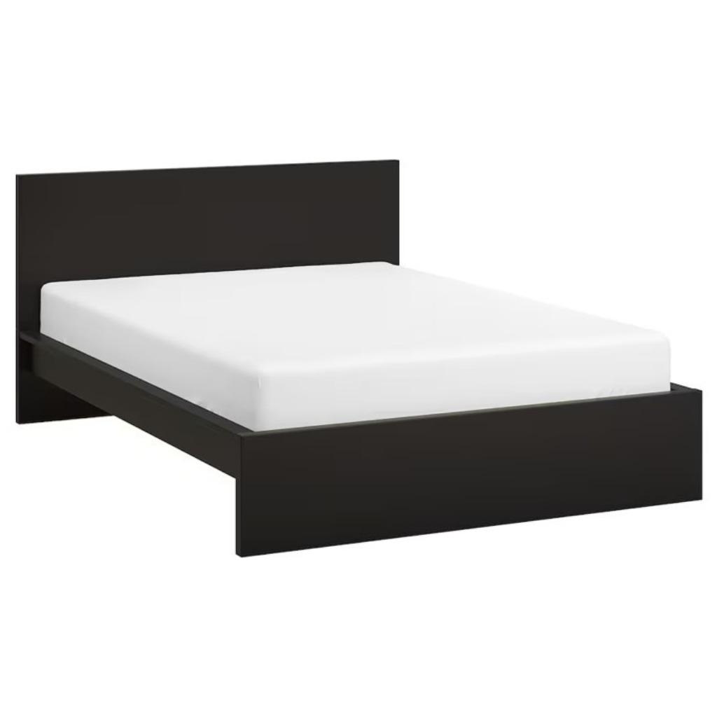 Zwart IKEA Malm tweepersoonsbed 160 x 200 cm, Ophalen, Zwart, Tweepersoons, Zo goed als nieuw
