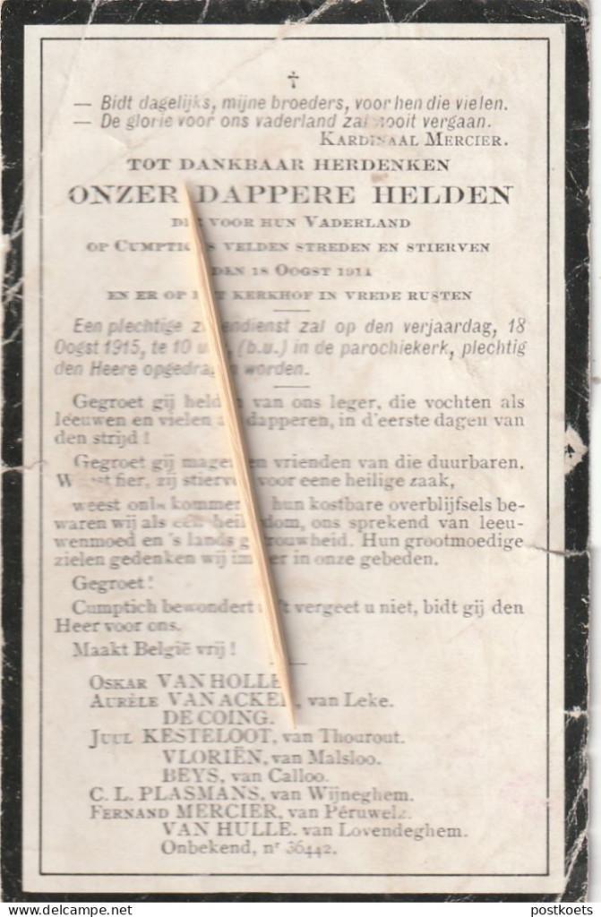 Oorlogsslachtoffer 1914-18, Cumptich, Cumptische velden, Ophalen of Verzenden