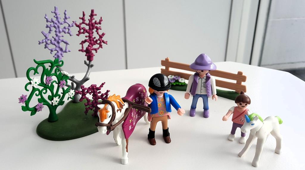 Playmobil setje paard met veulen en 3 figuurtjes, Ophalen of Verzenden, Zo goed als nieuw, Complete set