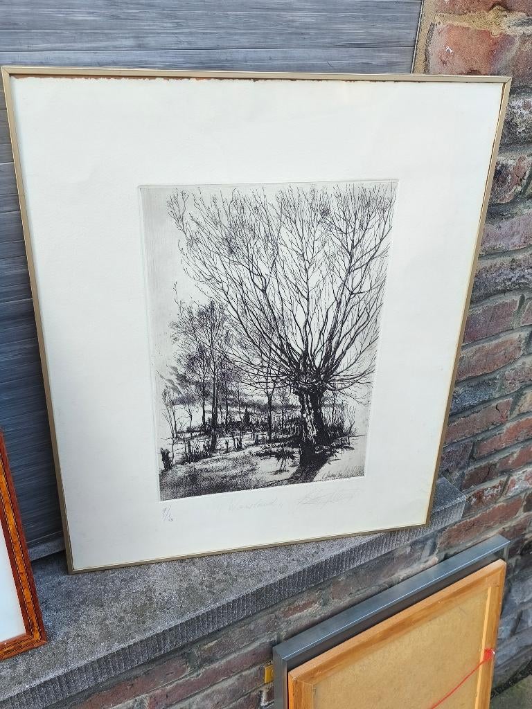 Eau forte signe christian sylvain, Antiek en Kunst, Kunst | Etsen en Gravures, Ophalen of Verzenden