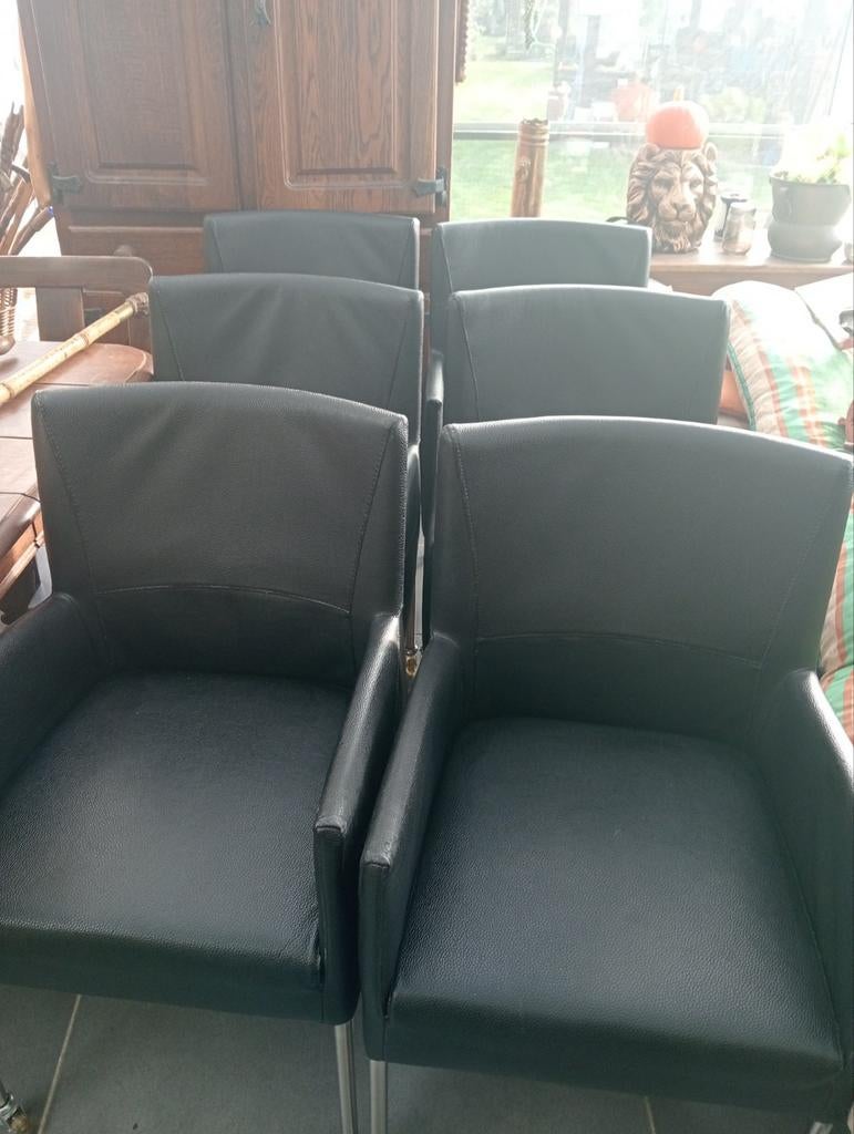 6 designstoelen, Huis en Inrichting, Stoelen, Gebruikt, Zwart, Ophalen