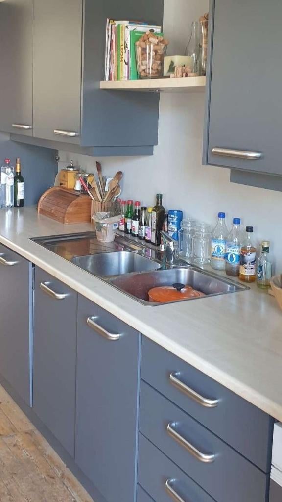 Franke RVS spoeltafel met afdruipblad + mengkraan 116 x 51cm, Huis en Inrichting, Ophalen