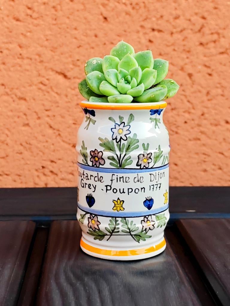 Moutardier Poupon Dijon gris vintage peint à la main, Antiquités & Art, Enlèvement ou Envoi