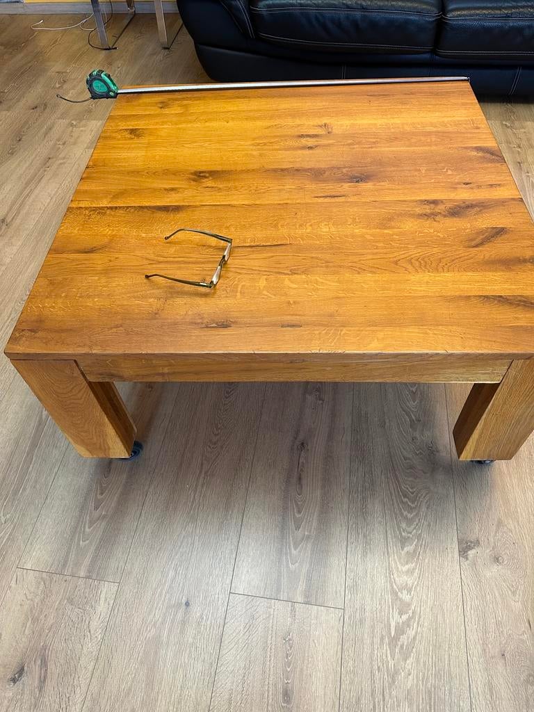Salon tafel Echt Eiken Haut. Vernis., 100 tot 150 cm, Zo goed als nieuw, Minder dan 50 cm, Antiek