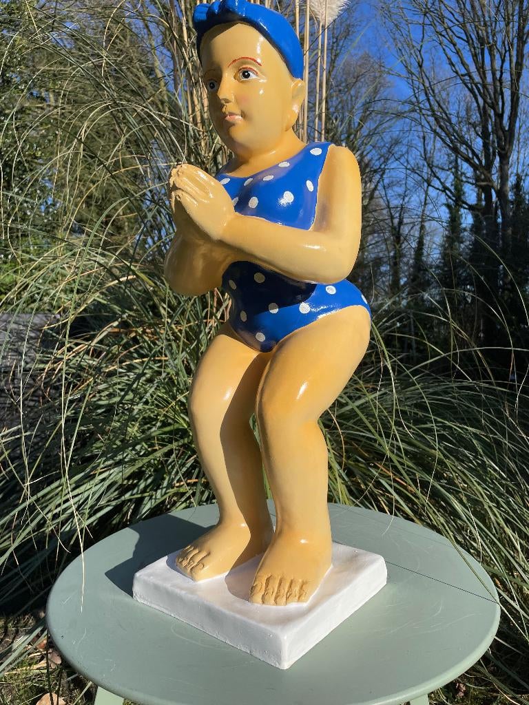 Duikende dame jacuzzi tuin, zwembad, vijver 75cm, Ophalen, Nieuw, Kunststof, Dierenbeeld