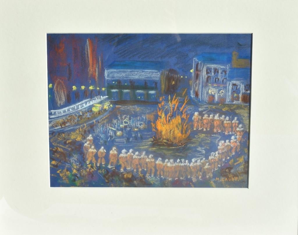 Michel Gaudy (1925) – Artiste belge - Pastel original signé, Enlèvement ou Envoi