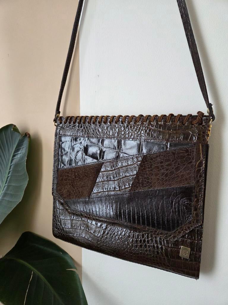 Handgemaakte Italiaanse lederen schoudertas, Handtassen en Accessoires, Tassen | Damestassen, Ophalen