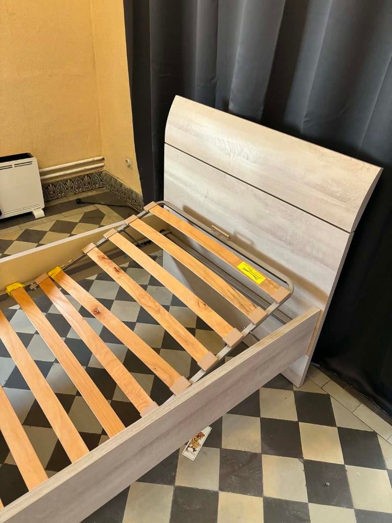 CADRE LIT MODERNE 1 PERSONNE, 90 cm, Beige, Enlèvement, 200 cm