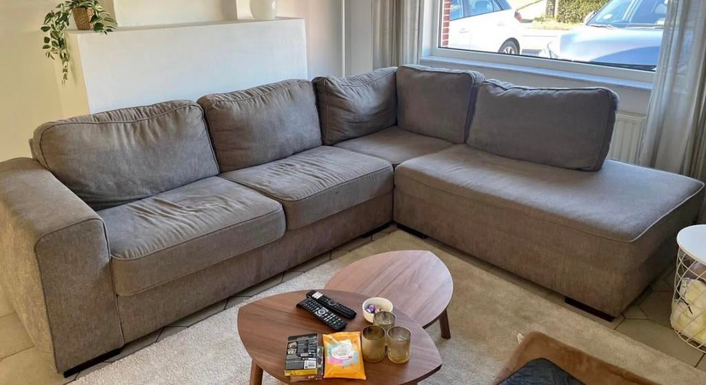 Hoekzetel met chaise longue + thuisbezorgd optie, Huis en Inrichting, Ophalen, Gebruikt, Stof