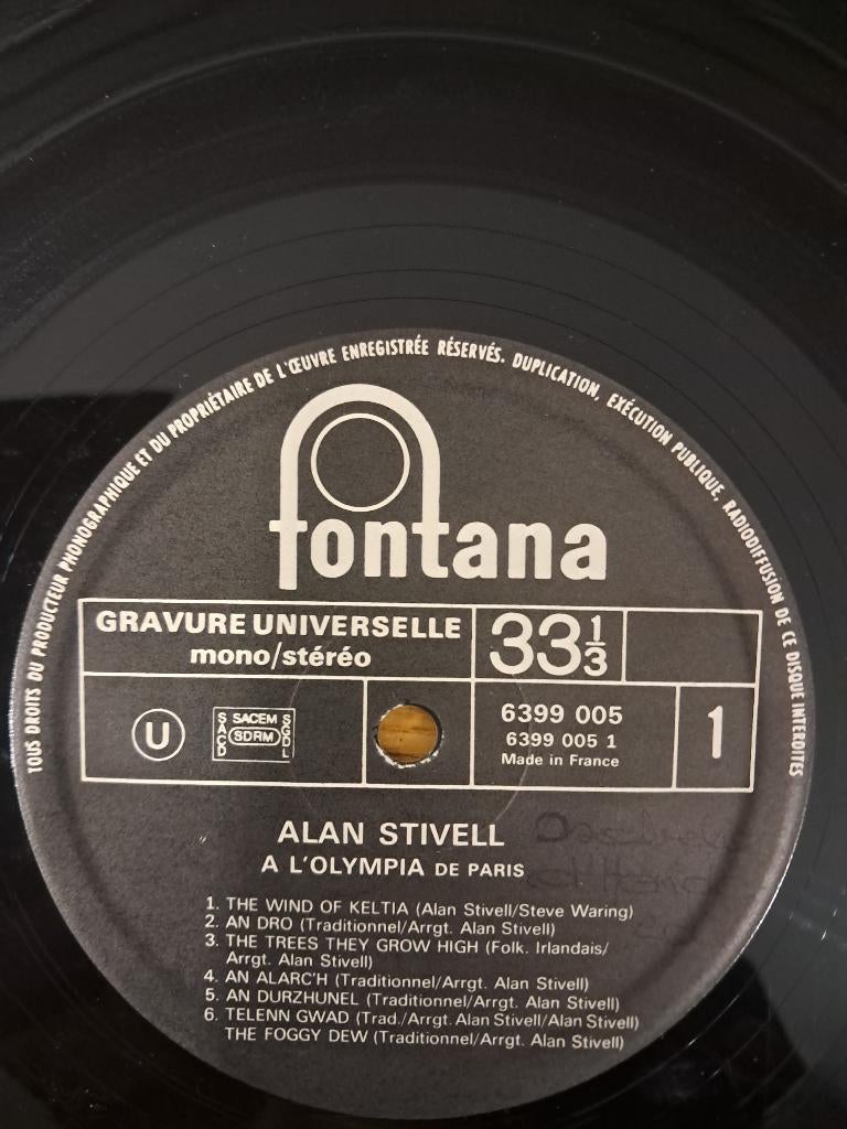 Vinyle33 T :Fontana : Alan Stivell à L'Olympia de Paris 1972, CD & DVD, Vinyles | Rock, Enlèvement
