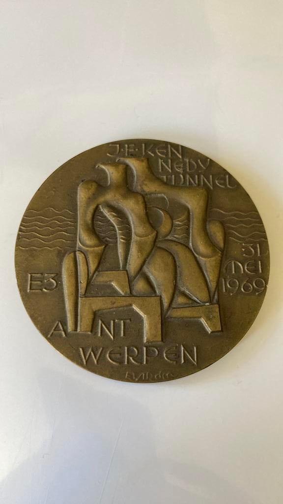 Kennedy tunnel 1969 Antwerpen, Postzegels en Munten, Penningen en Medailles, Ophalen of Verzenden