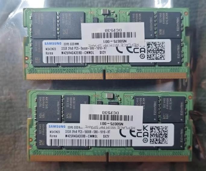 Kit pour ordinateur portable Samsung DDR5 SODIMM 64 Go, Informatique & Logiciels, Mémoire RAM, Comme neuf, DDR5, 64 GB, Laptop