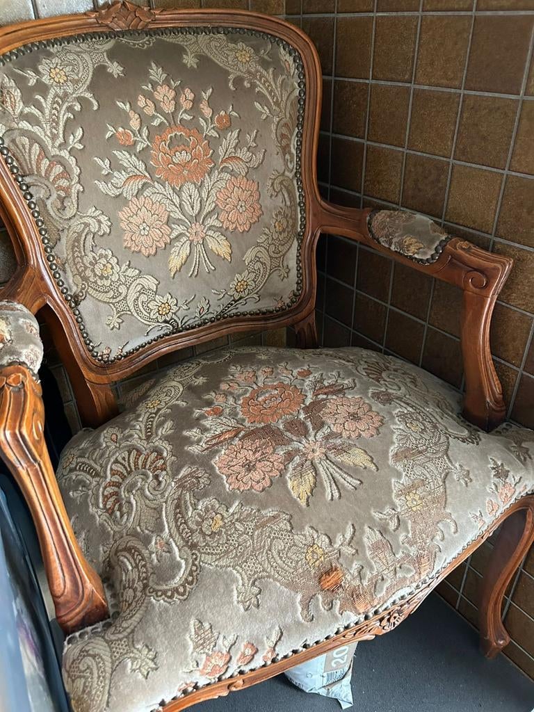 Antieke Louis XV stijl fauteuil / armstoel – vintage, Enlèvement
