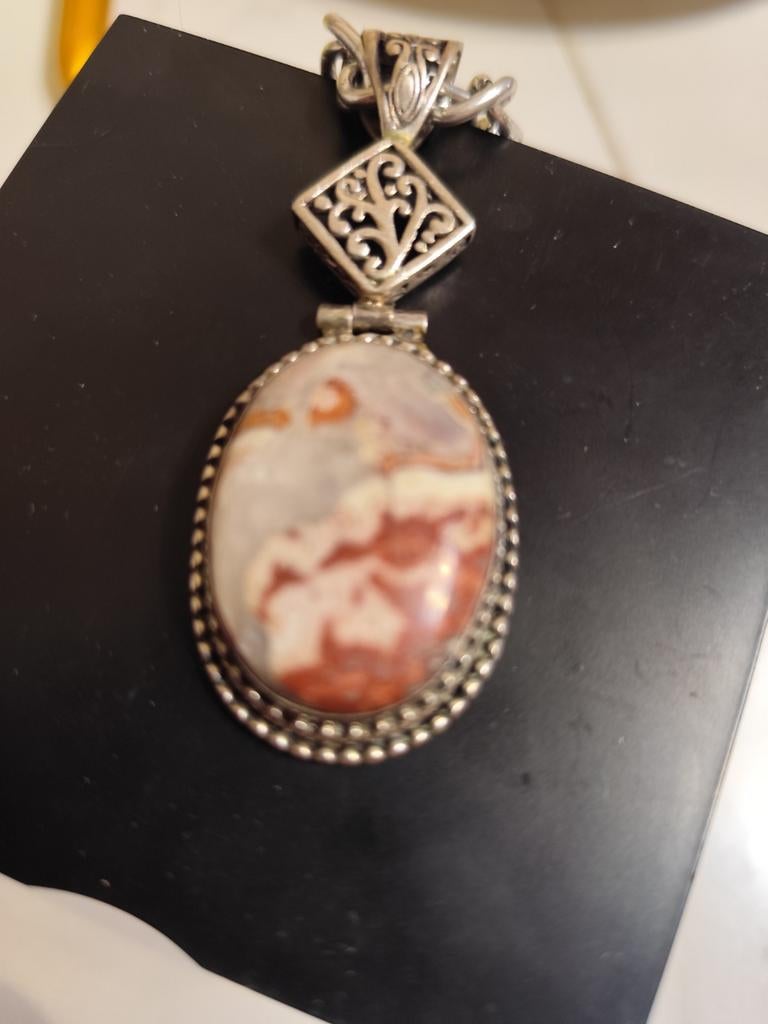 Pendentif avec Pierre précieuse l'agate crazy  sur argent, Enlèvement, Utilisé, Avec pierre précieuse, Argent