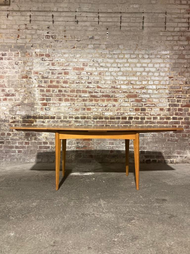 Scandinavische vintage teakhouten tafel 2m10, Ophalen, Zo goed als nieuw, Teakhout