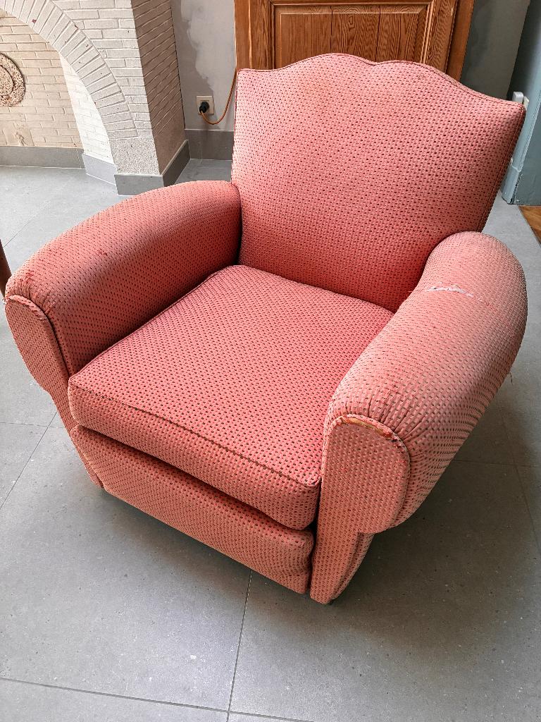 Fauteuil club, Maison & Meubles, Fauteuils, Utilisé, Bois, Tissus, 75 à 100 cm, 75 à 100 cm, Enlèvement