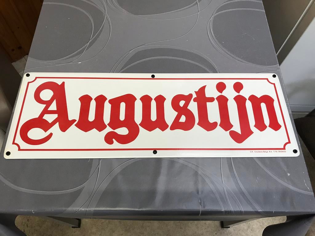 Augustijn emaille reclamebord, Verzamelen, Biermerken, Gebruikt, Reclamebord, Plaat of Schild, Ophalen of Verzenden
