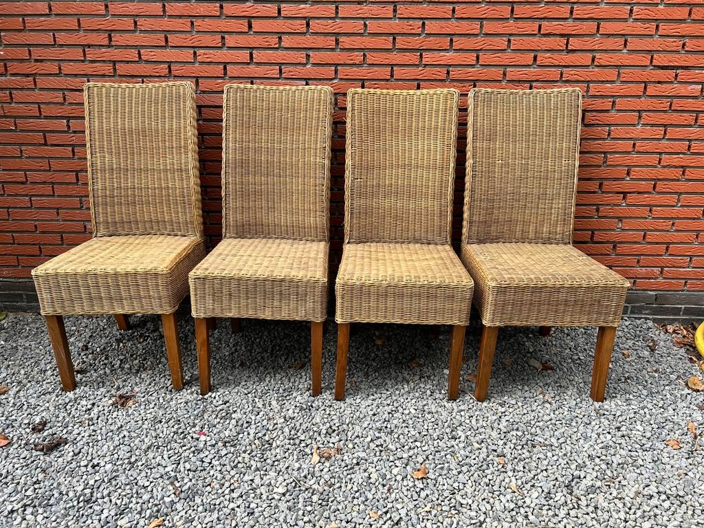 Rieten stoelen 4x (of 6 zie omschrijving), Huis en Inrichting, Stoelen, Ophalen, Gebruikt, Bruin, Klassiek