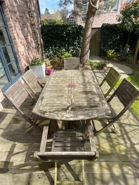 table de jardin en Teck, Tuin en Terras, Tuintafels, Ophalen, Gebruikt, Ovaal, Teakhout