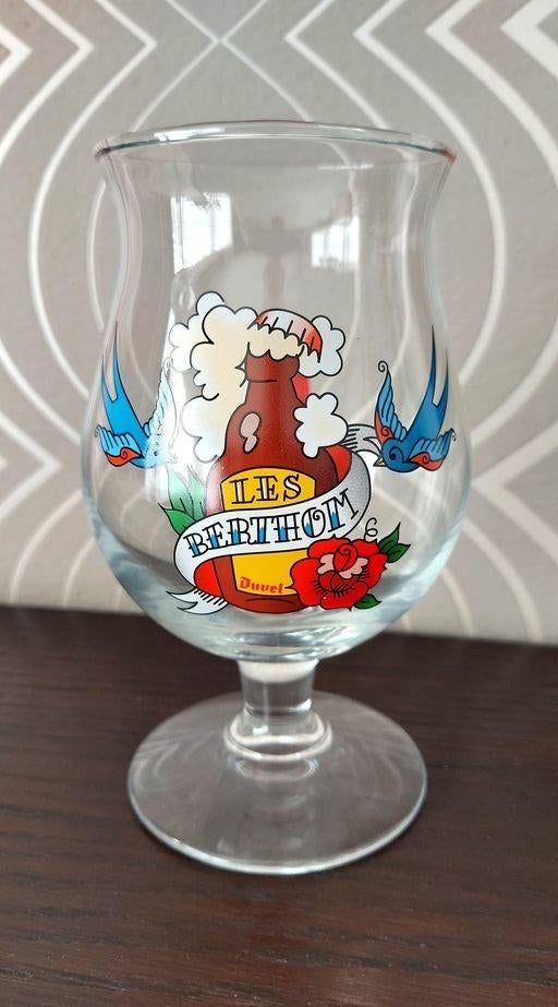 Duvel glas 'Les Berthom tattoo' 2020, Verzamelen, Glas en Drinkglazen, Ophalen of Verzenden, Bierglas