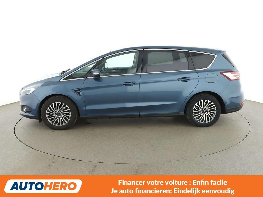 Ford S-Max 2.0 TDCi EcoBlue Titanium (bj 2019, automaat), Auto's, Ford, Blauw, 7 zetels, Leder, Diesel