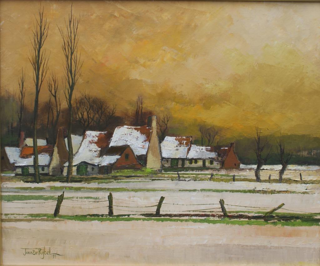 Tuur De Rijbel (1927-2026): Winterlandschap 1999 (O/D,84x74), Antiek en Kunst, Ophalen of Verzenden