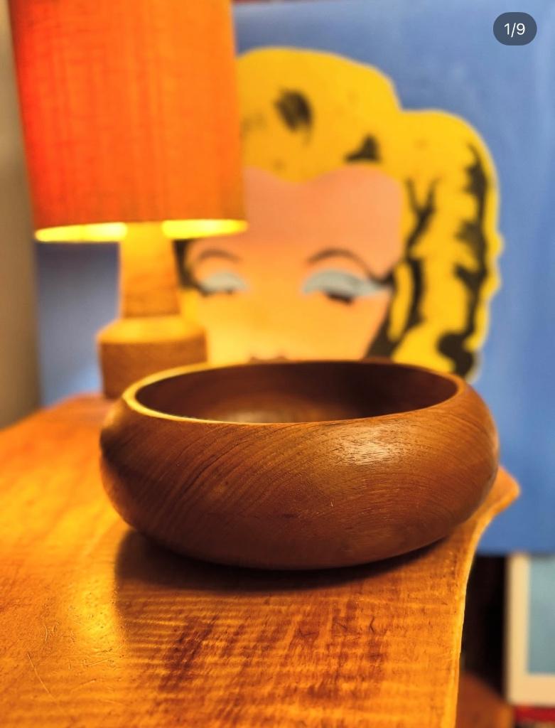 Grote ronde houten vintage kom, recipiënt, Huis en Inrichting, Woonaccessoires | Schalen en Manden, Schaal, Ophalen of Verzenden