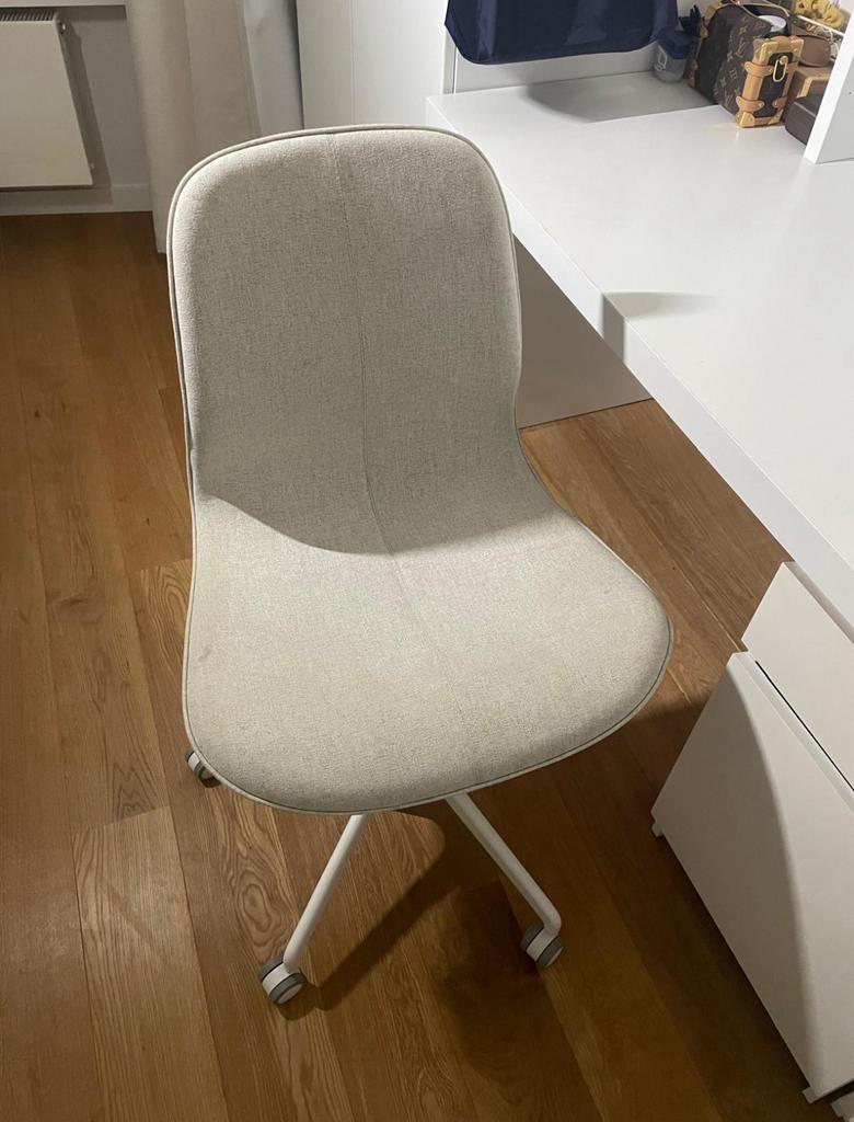 Chaise de bureau IKEA en tissu avec roulettes, Beige, Comme neuf, Enlèvement, Chaise de bureau