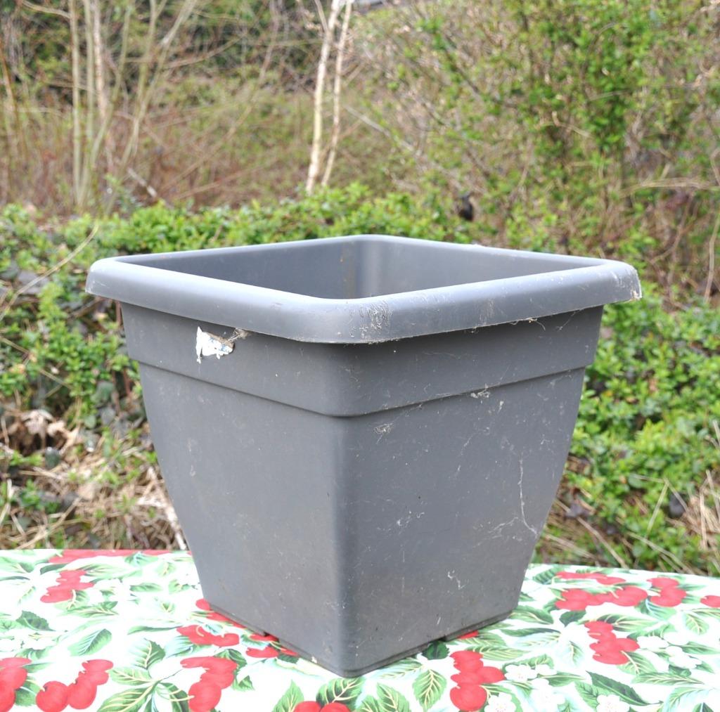 bac a fleur carré en plastique gris, Kunststof, Gebruikt, Vierkant, Ophalen of Verzenden