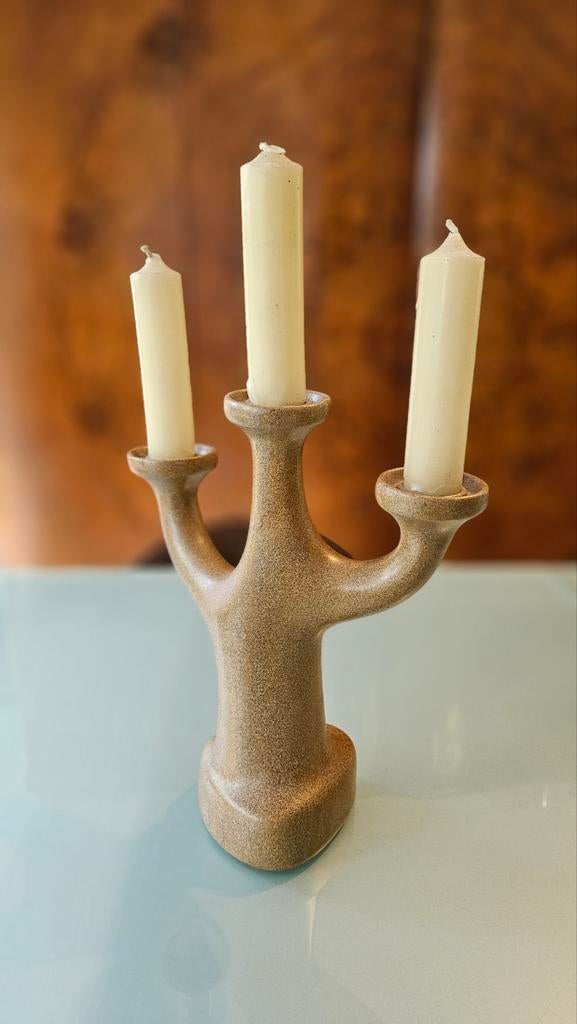 Bougeoir chandelier grès céramique années 50, Enlèvement ou Envoi