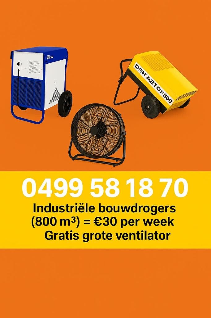 bouwdroger + gratis ventilator (te huur), Elektronische apparatuur, Ventilatoren, Nieuw, Overige, Ophalen