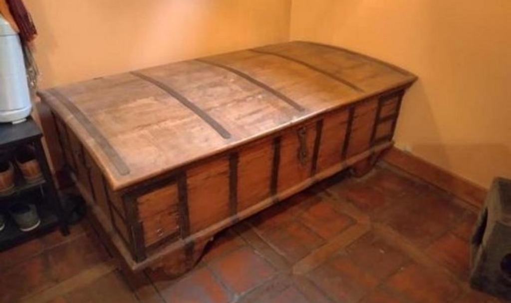 Grote antieke eiken koffer, Huis en Inrichting, Ophalen, 50 tot 100 cm, 50 tot 75 cm, Eikenhout