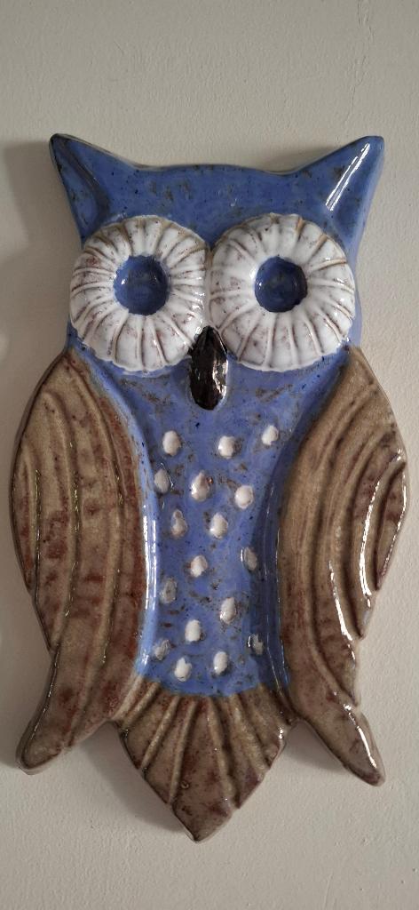 Terre cuite émaillée - décoration murale - hibou, Enlèvement ou Envoi