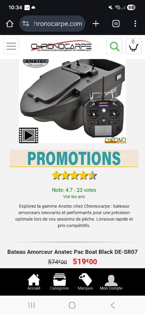 Bateau amorcer peche, Sports nautiques & Bateaux, Bateaux de pêche & à console, Utilisé, Enlèvement