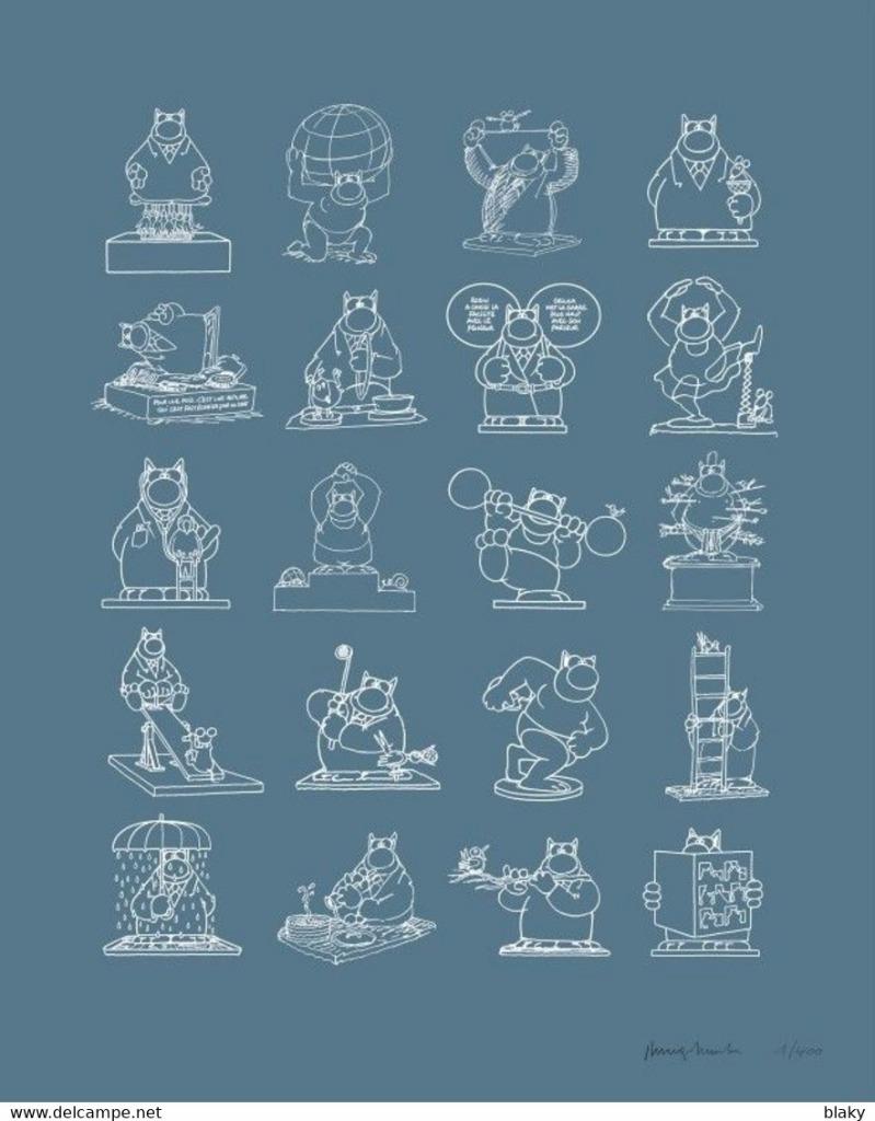 2022-SERIGRAPHIE  20 STATUES CHAT P. GELUCK - SIGNE - 2 MASQ, Envoi