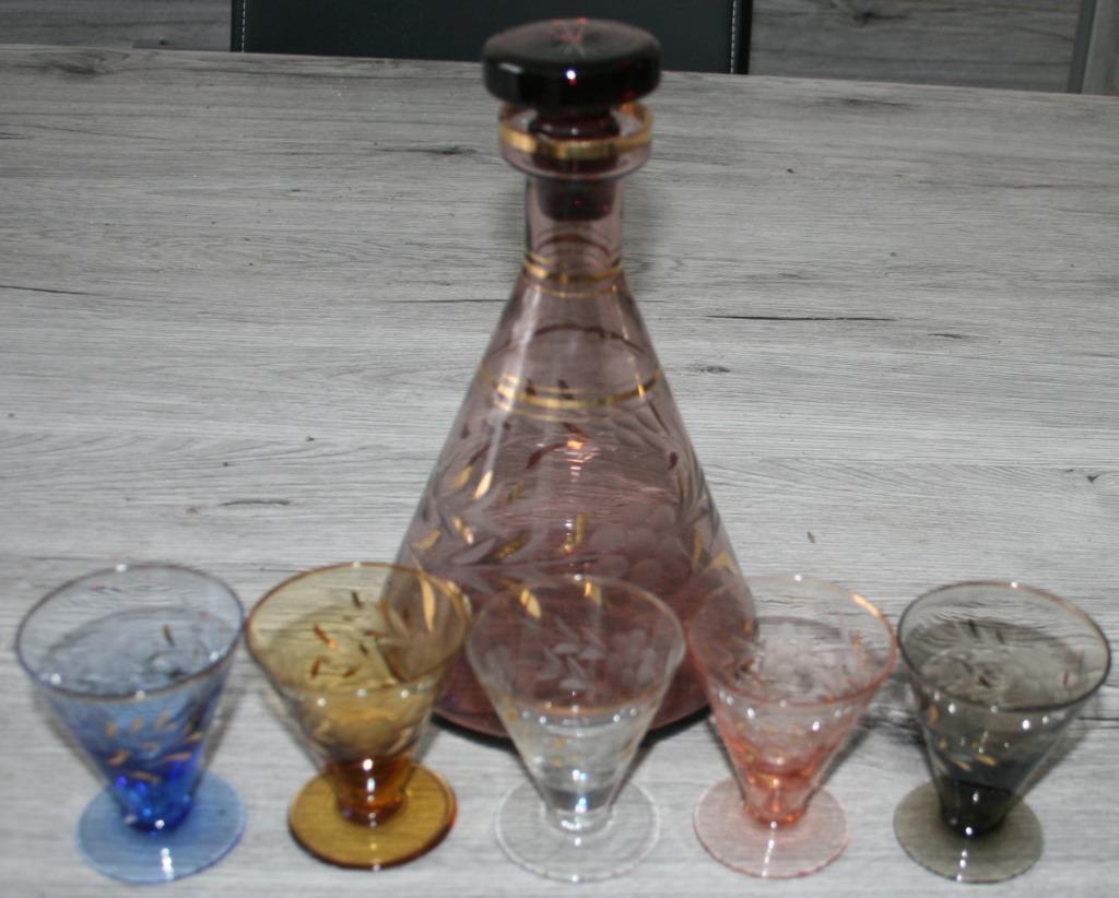 ancien service à liqueur en verre vintage, Antiquités & Art, Enlèvement