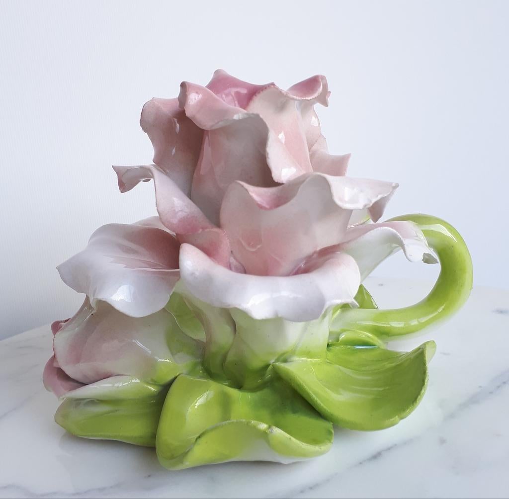 Magnifique bougeoir en majolique de style Capodimonte, Enlèvement ou Envoi